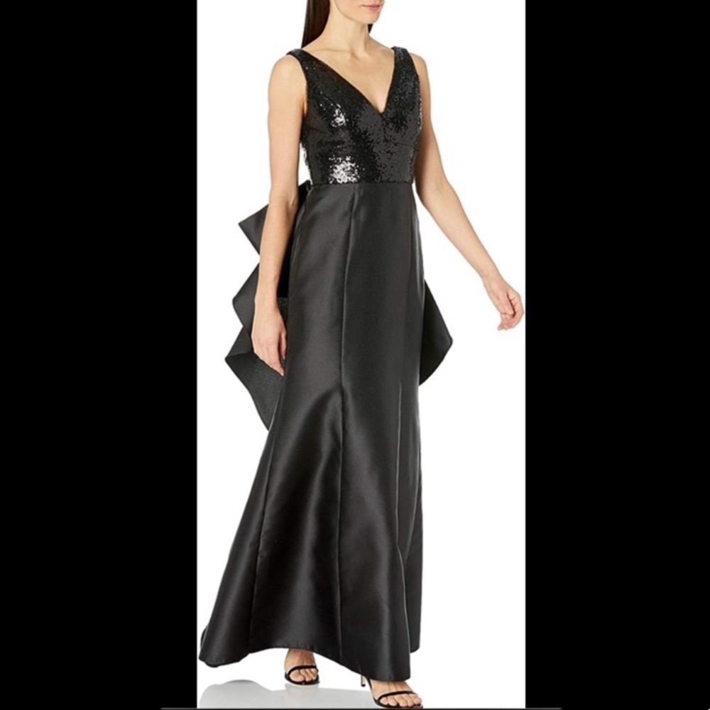 Adrianna Papell Sequined mikado gown Black 10